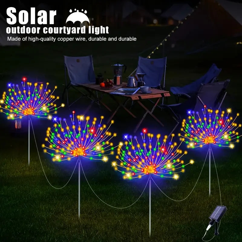 4 Pack 320/240LEDs Solar Firework Lights Outdoor Solar Garden Lights 8 Lighting Modes DIY Starburst Fairy Lights Yard Decoration