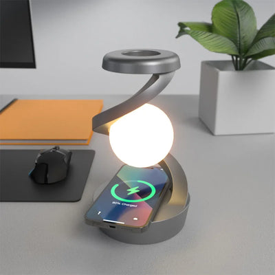 Floating and Spinning in Air with LED Moon Lamp 3D Levitating Ball Lamp RGB with Wireless Phone Charger Floating Moon Table Lamp