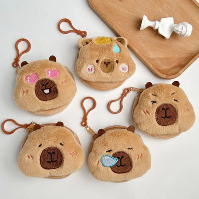 New Creative Capybara Anime Plush Coin Purse Fashion Kawaii Mini Coin Purse Round Cartoon Bags Pendant