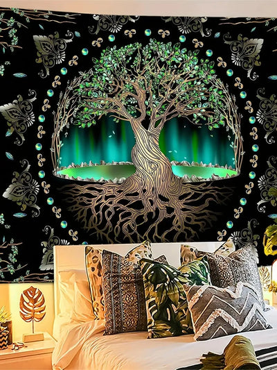 1Pcs 75x58cm Cosmic Life Tree Tapestry Dreamy Big Tree Wall Blanket Home Decor Origin Tree Background Wall Hanging Cloth for Be