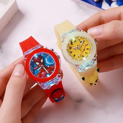 MINISO Disney Fashion Minnie Children's Watch Mickey Mouse Children's Flash Light Cartoon Figure Doll Boys Girls Birthday Gifts