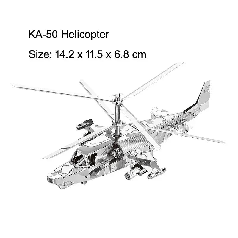 3D Metal Puzzles Military J-20 J-10B SU-34 KA-50 Fighter UFO RAH-66 Helicopter DIY Handmade Assemble Model Jigsaw Puzzles