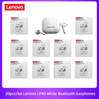 Lenovo Original LP40 TWS 5Pcs 10pcs Earphone Bluetooth Wireless 5.0 Dual Stereo Noise Reduction Bass Touch Control Wholesale