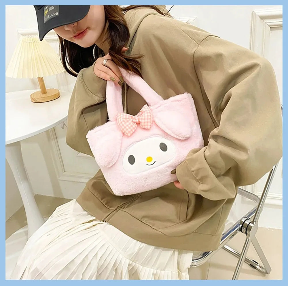 Kawaii Sanrio Bag Kuromi Plush Backpack Lolita Style Plushies Stuffed Animal Doll Toys My Melody Bag Women Tote Girl Christmas