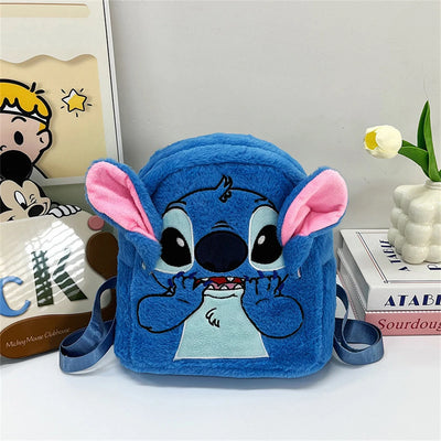 New Disney Plush Backpack Ins Japanese Blue Stitch Funny Cartoon Large-Capacity Student Backpack Kindergarten Bag Child Gift