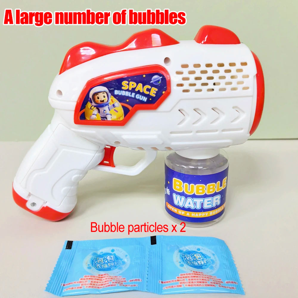 Space Astronauts Fully Automatic Bubble Gun Rocket Bubbles Machine Automatic Blower with Bubble Liquid Toy for Kids Bubble Gift