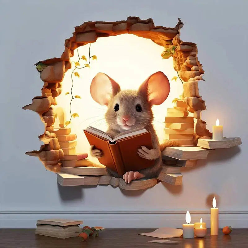 Cute Mouse Wall Sticker Living Room Wall Edge Home Decoration Mural For Kids Bedroom Wallpaper Removable Funny Rats Decals