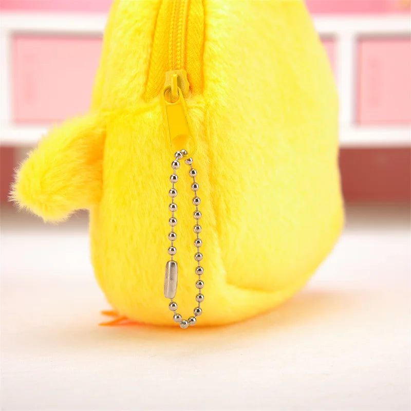 Kawaii cartoon Monkey Pig Chicken Penguin Animal party Embroidery storage bag Earphone bag Plush pendant coin purse toy portable