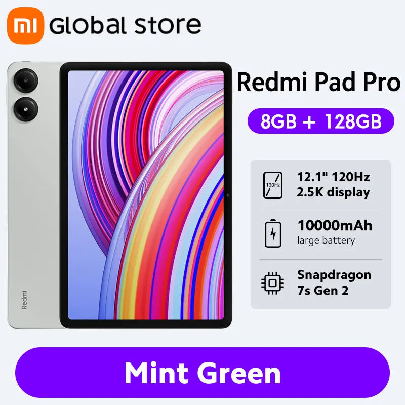 New Xiaomi Redmi Pad Pro Global Version 12.1" 120Hz LCD Display Snapdragon® 7s Gen 2 Mobile Platform 10000mAh 33W Fast Charging