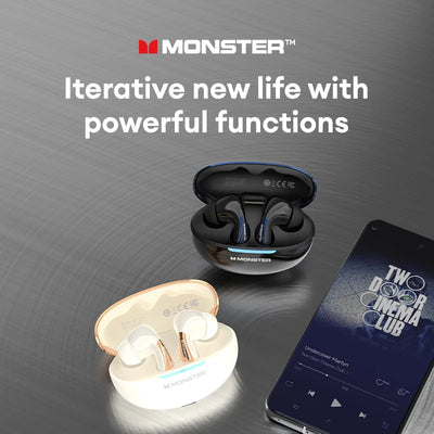 سماعات Monster MQT36 TWS اللاسلكية الجديدة بتقنية البلوتوث V5.4 مع عمر بطارية طويل للغاية وسماعات أذن للألعاب بصوت عالي الدقة وسماعة رياضية مع ميكروفون