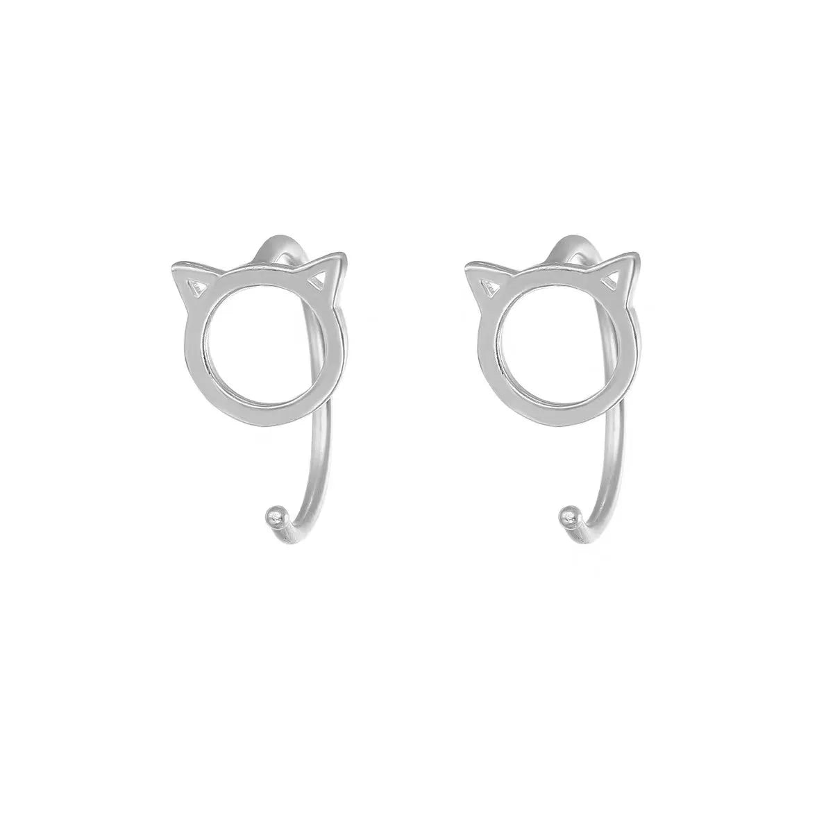 Avenneth Fashion Simple Hollow Cute Cat Stud Earrings for Women Girls Silver Color Hypoallergenic Earrings Teen Jewelry