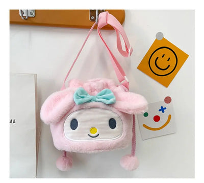 Sanrio  Bag Kawaii Cinnamoroll Handbag Tote Plushie Shoulder Messenger Bags Kuromi Hello Kitty Stuffed Makeup Backpack Gift