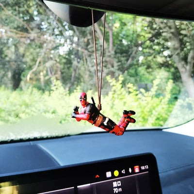 Marvel Deadpool Car Rearview Mirror Pendant Reading Deadpool Car Pendant Mini Model Toy Action Figure New Hot Christmas Gift