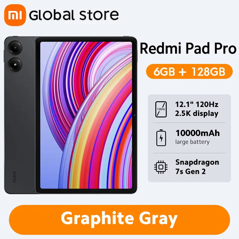 New Xiaomi Redmi Pad Pro Global Version 12.1" 120Hz LCD Display Snapdragon® 7s Gen 2 Mobile Platform 10000mAh 33W Fast Charging