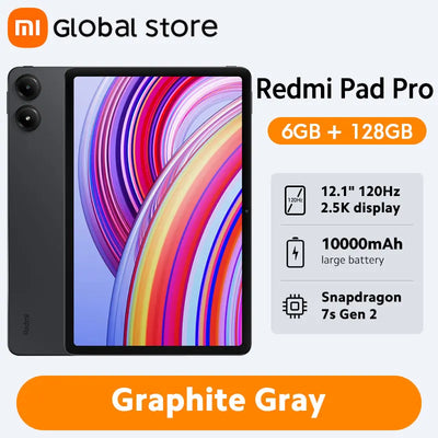 جهاز Xiaomi Redmi Pad Pro الجديد الإصدار العالمي بشاشة LCD مقاس 12.1 بوصة ومعدل تحديث 120 هرتز ومنصة Snapdragon® 7s Gen 2 المحمولة وبطارية 10000 مللي أمبير في الساعة وشحن سريع بقوة 33 وات