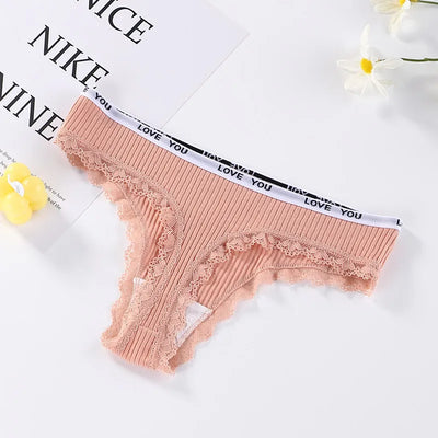 3Pcs/Lot Lace Thong Women's Tanga Low Waist Sexy Lingeries Cotton Panties Laides T Back Pants Girls Underwear Female Underpants