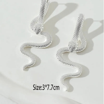 Exaggerated Snake Shape Drop Earrings Gold And Silver-Color Jewelry For Woman Irregular Earrings Party Gift Trendy Style