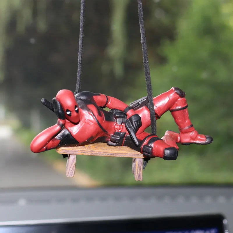 Marvel Deadpool Car Rearview Mirror Pendant Reading Deadpool Car Pendant Mini Model Toy Action Figure New Hot Christmas Gift