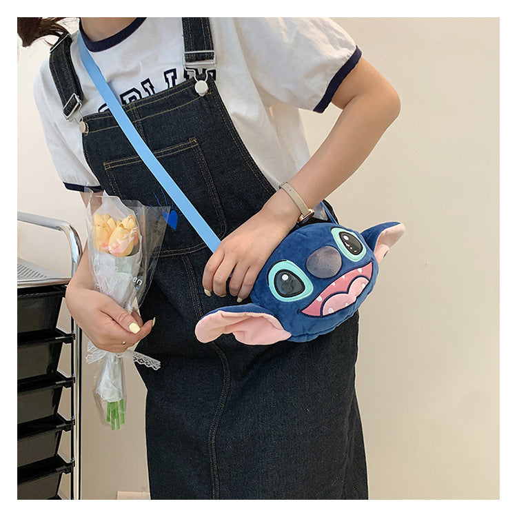 Disney New Lilo & Stitch Plush Toys Kawaii Plush Messenger Bag Girl Handbag Anime Stuffed Toys Children Cartoon Plushie Soft Bag