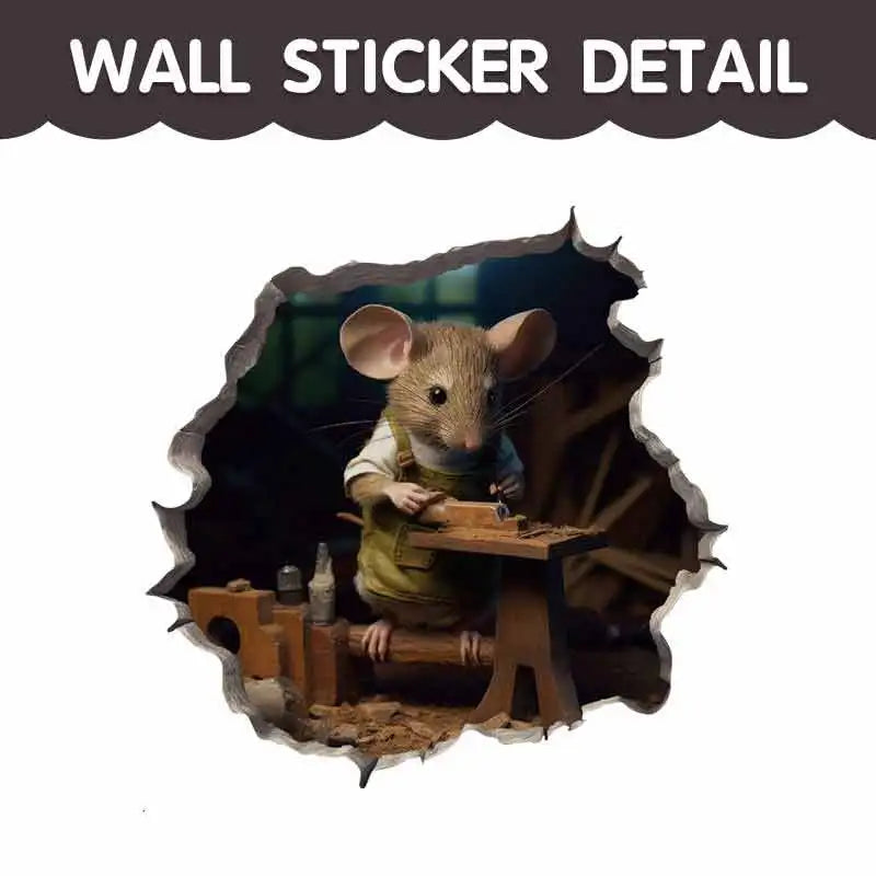 M420 Cartoon Cute Little Mouse Hole Wall Stickers Creative Bedroom Bathroom Cute Decals Scratch-Proof Suitcase House Decoration