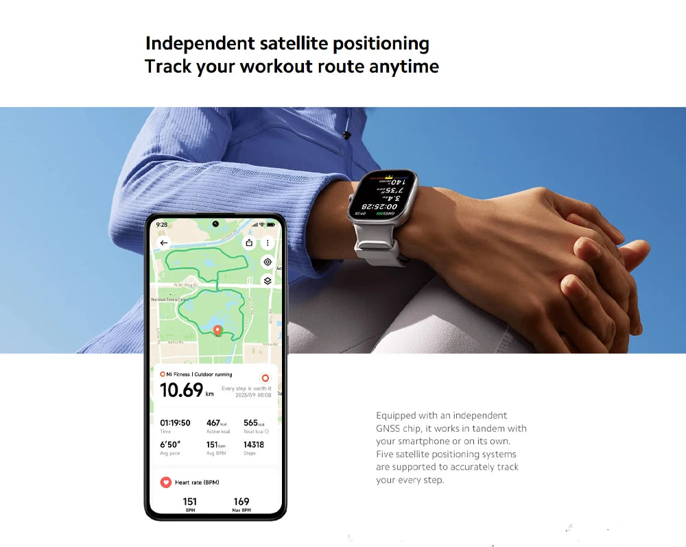 النسخة العالمية من ساعة Xiaomi Redmi Watch 4 الذكية مقاس 1.97 بوصة AMOLED لمراقبة معدل ضربات القلب وأكسجين الدم ودعم مكالمات الهاتف عبر البلوتوث ونظام تحديد المواقع العالمي (GPS)
