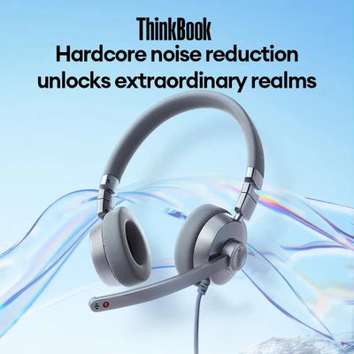 Original Lenovo ENC80 Over Ear Earphones Noise Reduction Liine Control Headset HD Calling Office Music Stereo Earbuds With Mic