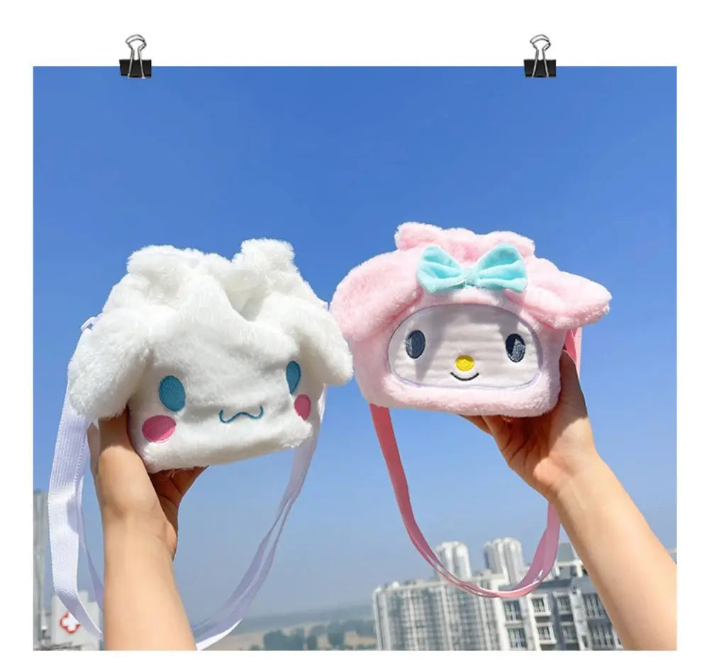 Sanrio  Bag Kawaii Cinnamoroll Handbag Tote Plushie Shoulder Messenger Bags Kuromi Hello Kitty Stuffed Makeup Backpack Gift