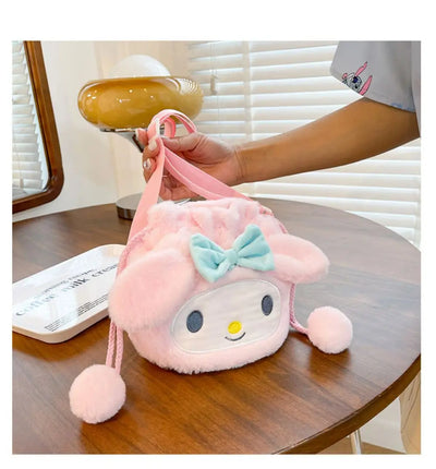 Sanrio  Bag Kawaii Cinnamoroll Handbag Tote Plushie Shoulder Messenger Bags Kuromi Hello Kitty Stuffed Makeup Backpack Gift