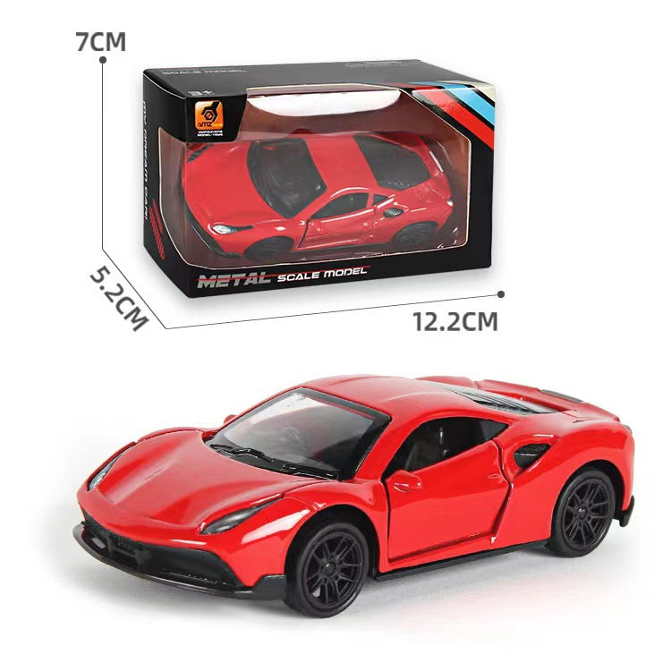 1:43 Diecast Alloy Car Model Metal Pull Back Simulation Car Toy Boy Sports Car Ornament with to Open the Door Toys for Kids