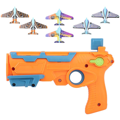 HOT！Airplane Launcher Bubble Catapult With 6 Small Plane Toy Funny Airplane Toys for Kids plane Catapult Gun Shooting Game Gift