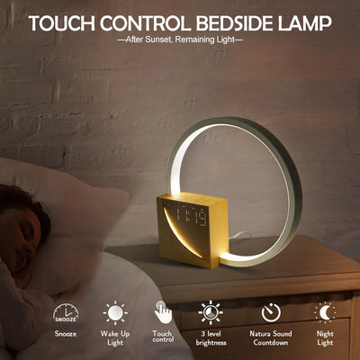 LED Night Light With Alarm Clock White Noise Natural Sound Timing Sleeping Light 3 Level Dimmable Touch Table Lamp For Bedroom