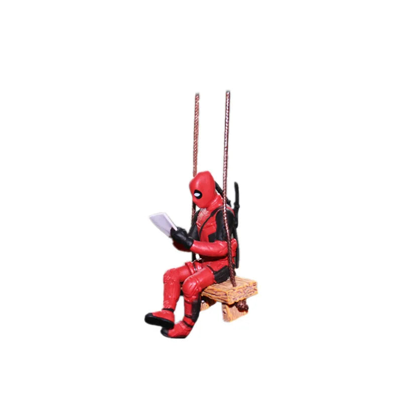 Marvel Deadpool Car Rearview Mirror Pendant Reading Deadpool Car Pendant Mini Model Toy Action Figure New Hot Christmas Gift