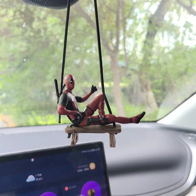 Marvel Deadpool Car Rearview Mirror Pendant Reading Deadpool Car Pendant Mini Model Toy Action Figure New Hot Christmas Gift