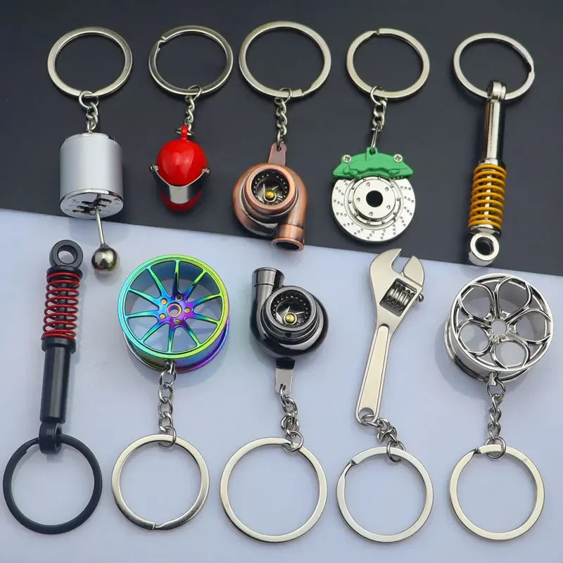 Mini Zinc Alloy Auto Parts Keychains Simulated Speed Gearbox Absorber Motor Piston Pendant Car Keys Holder Keyring Cute Men Gift