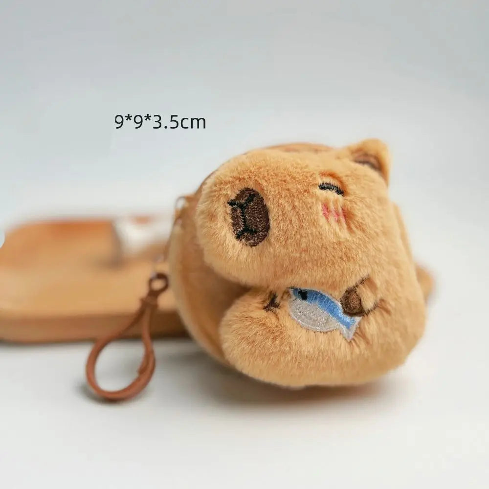 New Creative Capybara Anime Plush Coin Purse Fashion Kawaii Mini Coin Purse Round Cartoon Bags Pendant