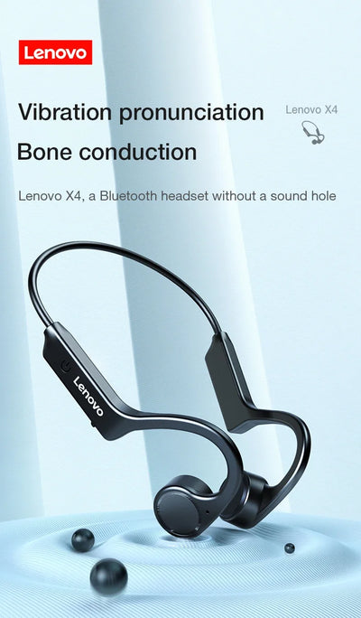 سماعة لينوفو X4 Bone Conduction اللاسلكية الأصلية بتقنية البلوتوث IPX5 مقاومة للماء وسماعة رأس رياضية عالية الدقة تعمل باللمس مع ميكروفون