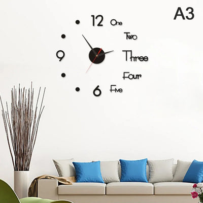 3D Mirror Wall Clock Modern Design Creative Acrylic Quartz Wall Clocks Stickers