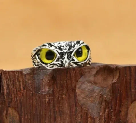 Fashion Design Owl Rings Multicolor Eyes Silvery for Men Women Punk Gothic Open Adjustable Rings Jewelry Gift Resizable