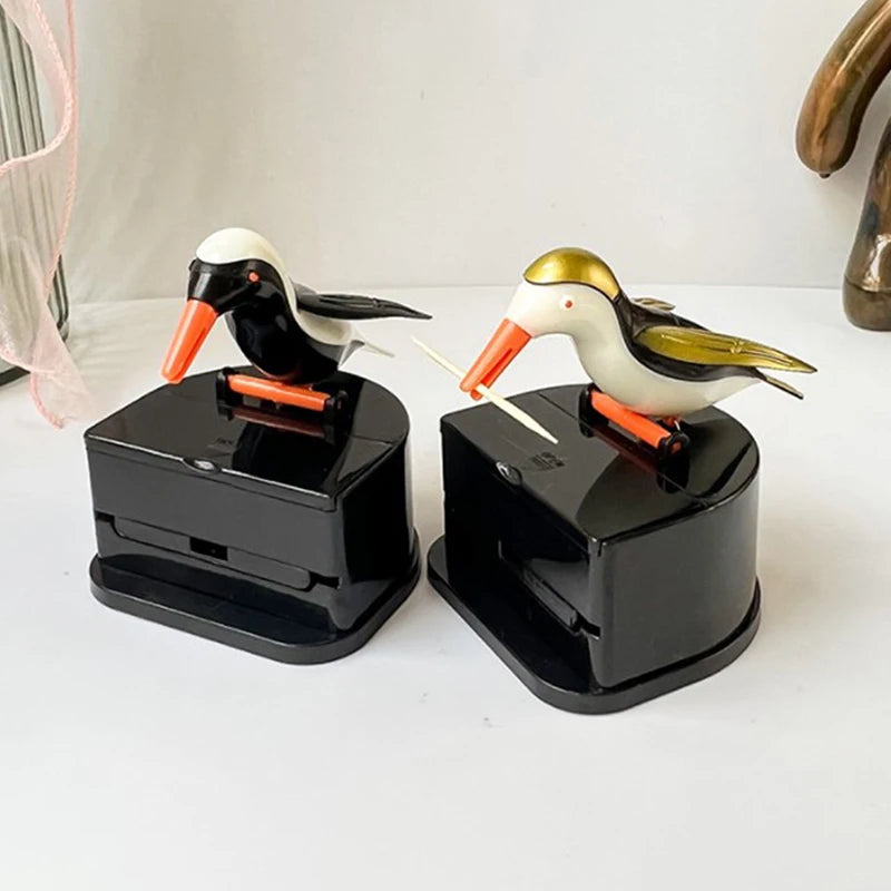 Creative Toothpick Holder Cartoon Small Bird Toothpick Container Press Toothpick Dispenser Storage Box Automatic Kitchen