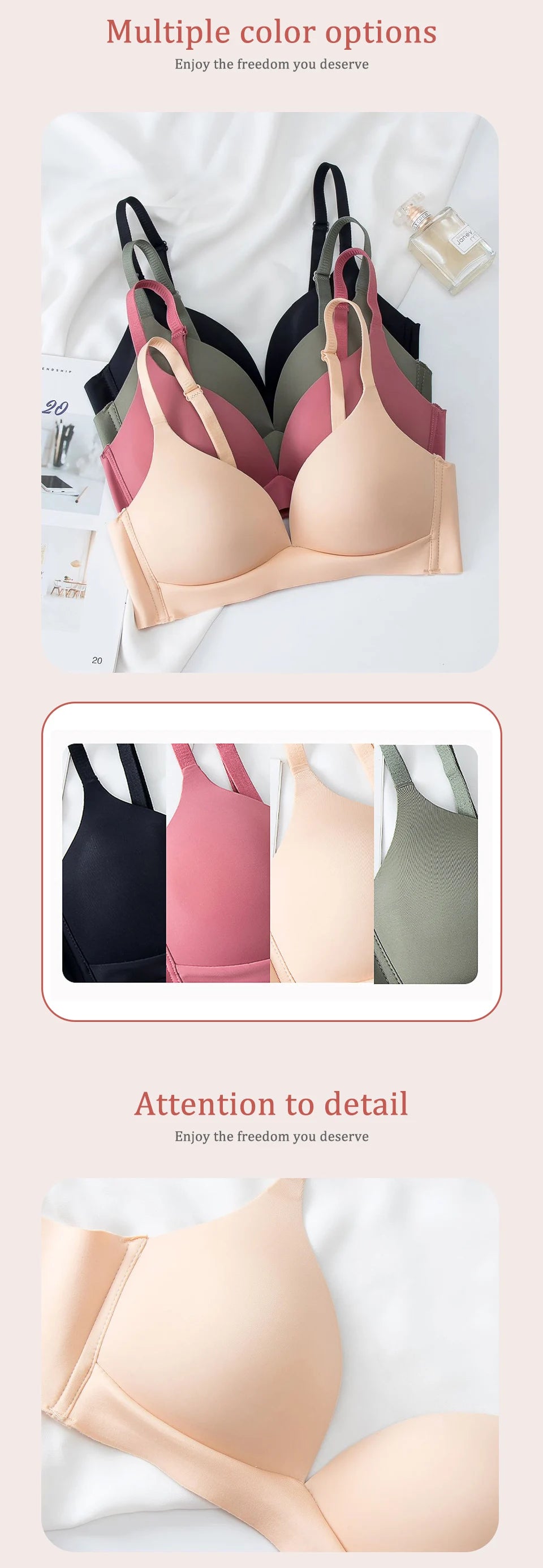 Seamless Bras for Women Japanese Style Wireless Underwear No Steel Ring Bralette 3/4 Cup Glossy Bra Female Lingerie