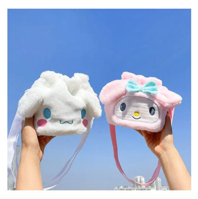 Sanrio  Bag Kawaii Cinnamoroll Handbag Tote Plushie Shoulder Messenger Bags Kuromi Hello Kitty Stuffed Makeup Backpack Gift