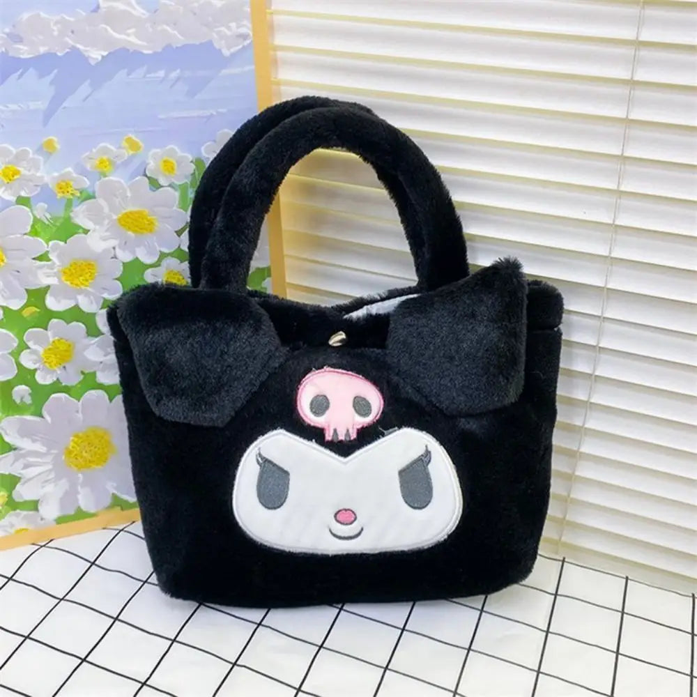 Sanrio Plush Bag Kawaii Kuromi Cinnamoroll Melody Cartoon Anime Handbag Crossbody Cosmetic Travel Storage Bags Women Girls Gifts