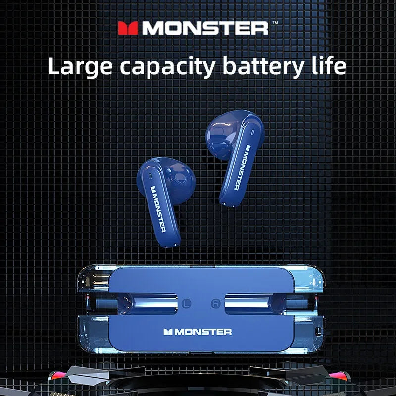 سماعات أذن Monster XKT08 True Wireless Bluetooth V5.3 من Choice، سماعات أذن عالية الدقة للموسيقى وسماعات ألعاب ذات زمن انتقال منخفض وتقليل الضوضاء