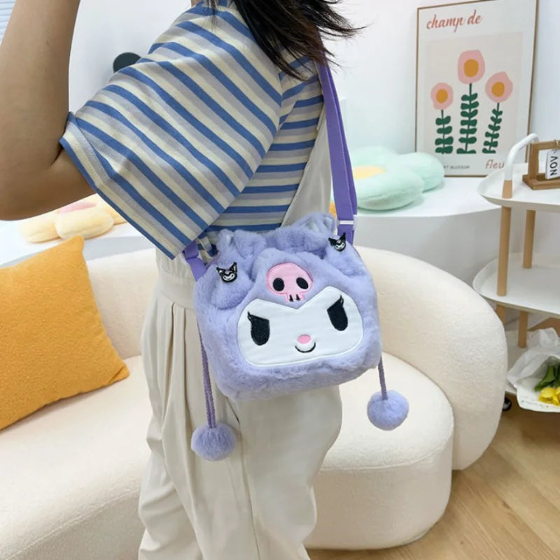 Sanrio  Bag Kawaii Cinnamoroll Handbag Tote Plushie Shoulder Messenger Bags Kuromi Hello Kitty Stuffed Makeup Backpack Gift