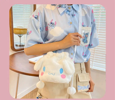 Sanrio  Bag Kawaii Cinnamoroll Handbag Tote Plushie Shoulder Messenger Bags Kuromi Hello Kitty Stuffed Makeup Backpack Gift