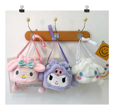 Sanrio  Bag Kawaii Cinnamoroll Handbag Tote Plushie Shoulder Messenger Bags Kuromi Hello Kitty Stuffed Makeup Backpack Gift