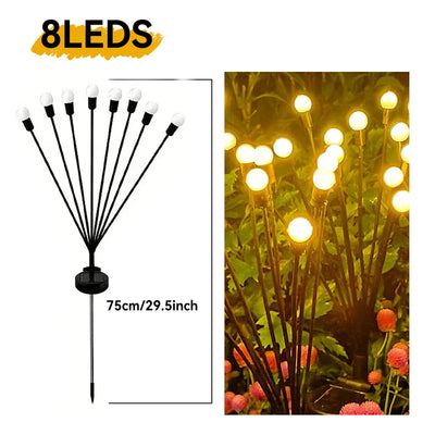 1pc 6/8/10LED Pack Solar Firefly Lights Upgraded Solar Garden Lights Outdoor Waterproof Solar Swaying Landscape Outdoor Lights