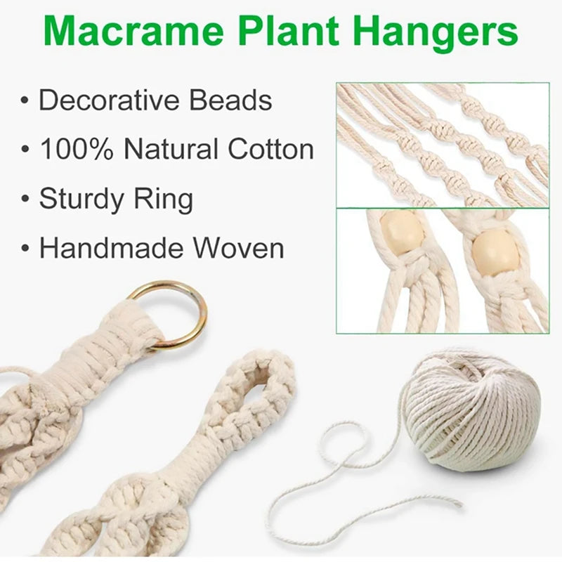 Hanging Plant Handmade Macrame Plant Hanger Flower Pot Planter Hanger Wall Decor Courtyard Garden Hanging Planter Hanging Basket