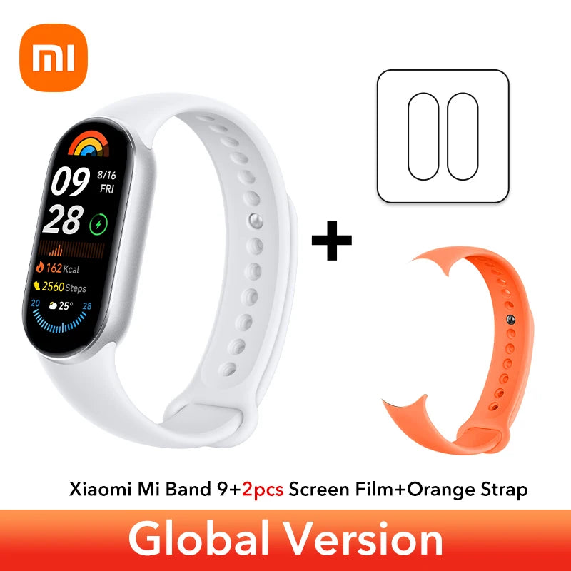 إصدار عالمي سريع الشحن من Xiaomi Smart Band 9 مقاس 1.62 بوصة AMOLED 150+ وضع رياضي عمر بطارية 21 يومًا * مراقبة النوم SpO2 * سوار