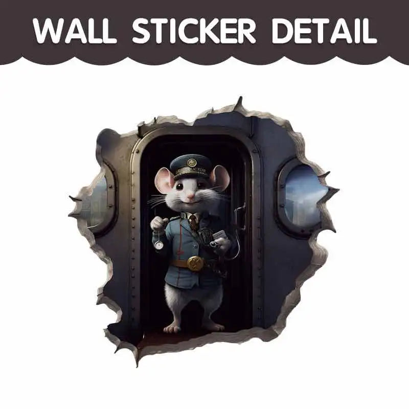 M420 Cartoon Cute Little Mouse Hole Wall Stickers Creative Bedroom Bathroom Cute Decals Scratch-Proof Suitcase House Decoration